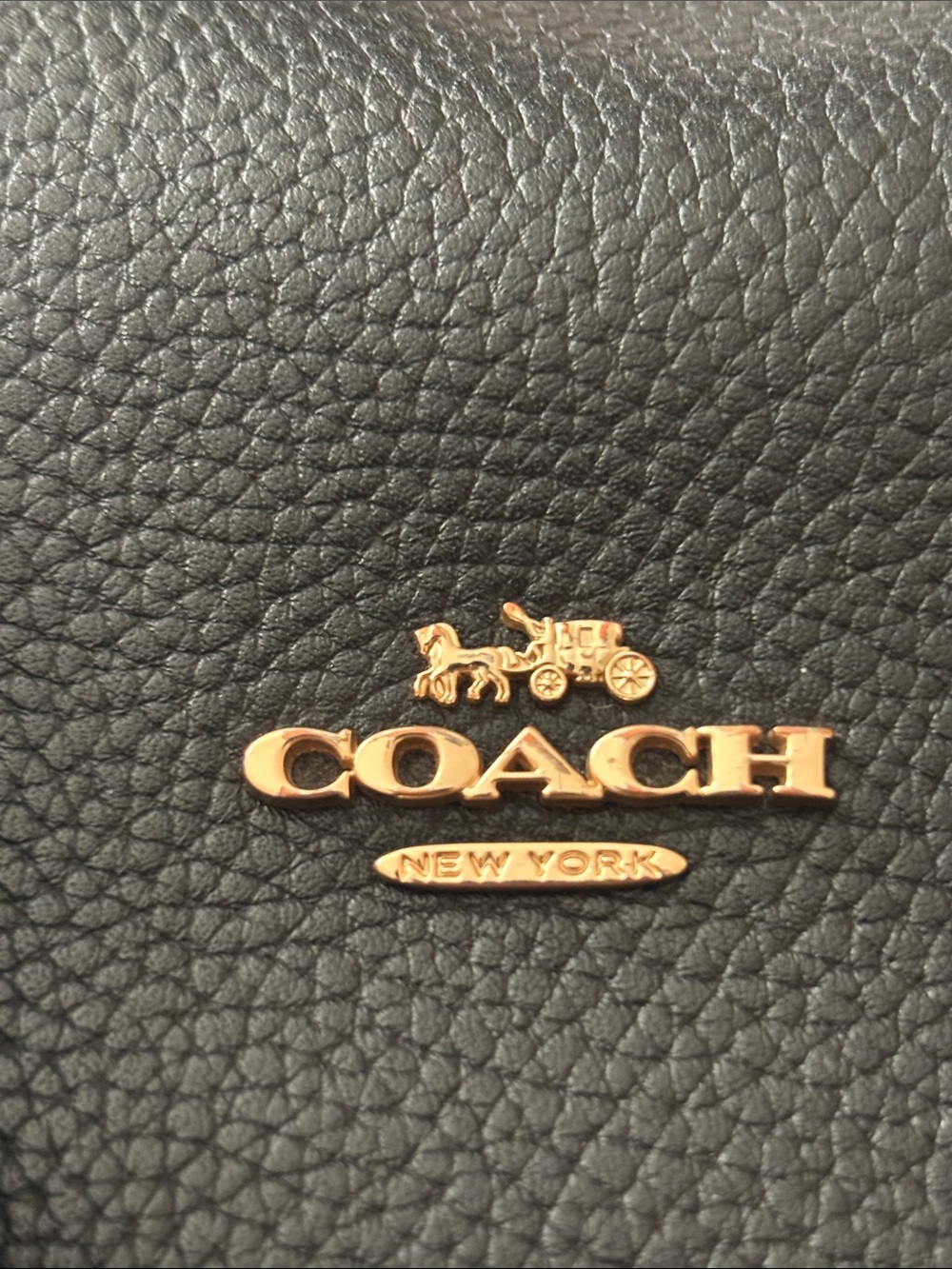 Coach Turnlock Chain Tote 27 Black Pebbled Leather Gold Chain Style 57107 - Picture 8 of 16